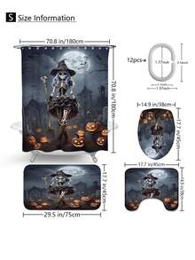 1 cái/4 cái Đồ trang trí phòng tắm đa năng Halloween, Rèm phòng tắm chống thấm nước có 12 móc, Thảm tắm chống trượt, Thảm bồn cầu hình chữ U và Vỏ bồn cầu tròn, Bộ phòng tắm sử dụng cho mọi tình huống - Nhiều màu - Xem 3