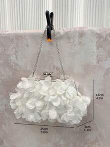 Elegant Floral Clutch Bag For Wedding & Formal Occasions - White - View 5