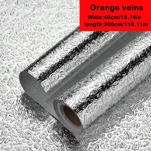 3m/5m Gold/Silver Aluminum Foil Self-Adhesive Wall Sticker For Kitchen Stove Backsplash, Waterproof, Moisture-Proof, Oil-Proof, Fireproof, Heat Resistant, Trimmable Wall Protector Paper