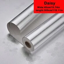 3m/5m Gold/Silver Aluminum Foil Self-Adhesive Wall Sticker For Kitchen Stove Backsplash, Waterproof, Moisture-Proof, Oil-Proof, Fireproof, Heat Resistant, Trimmable Wall Protector Paper