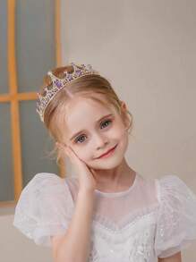 1 szt. Vintage Rhinestone Tiara-królewska korona ślubna dla panny młodej, elegancka księżniczka świąteczna korona kostium opaska na głowę akcesorium do włosów z kryształem, lśniąca korona królowej nadaje się na prezenty świąteczne dla dziewcząt na cosplay i imprezę halloweenową