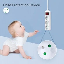1pc 5m Electrical Extension Socket With Switch & Child Protection, White, 16A 250V, Aigostar, For French Standard - EU E Type Plug(220-240V) - View 2
