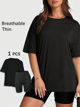 Speed mate [春/夏] 女士休闲两件套 - 舒适圆领短袖 T 恤和配套短裤，适合日常穿着