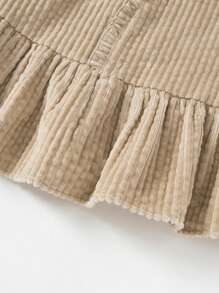 mini bala Vestido tipo cuello sport estilo universitario para niñas jóvenes - Diseño adorable de otoño en beige