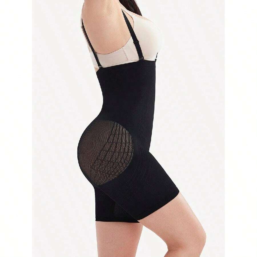 Strengthen Black High Waisted Shapewear With Bra Clips Tight Fit - 黑色 - 查看 1