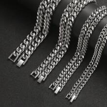 1 件男士不锈钢嘻哈简约时尚粗项链，6 毫米/8 毫米/10 毫米/12 毫米 - 銀色 - 查看 10