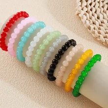 Bộ 10 vòng tay hạt thủy tinh màu hỗn hợp ngẫu nhiên 8mm, quà tặng cho bạn bè và các cặp đôi - Màu sắc ngẫu nhiên 10 cái - Xem 2