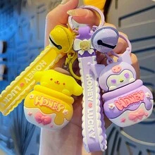 Sanrio 钥匙扣套装：Kuromi 蜂蜜罐、My Melody 可爱设计、Pompompurin 饰品、Cinnamoroll 装饰汽车钥匙扣 - 可爱的角色钥匙扣 - 彩色 - 查看 3
