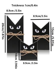 3 件套农舍万圣节装饰套装 - 质朴的木制黑猫和幽灵主题，非常适合分层托盘和斗篷装饰，非常适合家庭、卧室、客厅 - 艺术条纹设计，涂漆饰面 - 彩色 - 查看 3