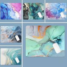 小方形鼠标垫，大理石纹理防滑橡胶底座，趣味鼠标垫，适用于桌上无线电脑鼠标、笔记本电脑、办公室、家居装饰、适合女性和女孩的可爱办公用品礼物，10.2"X8.3"X0.08" - 彩色 - 查看 12