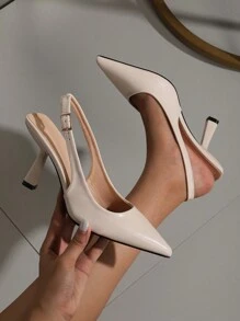 OMS 女士 2024 年夏季露跟凉鞋，尖头低跟，韩版格纹粗跟，法式口闭趾，优雅时尚平底鞋