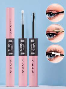 1pc Lash Bond And Seal 6ml Bonding And Sealing Eye Lash Glue 2 In 1 Suitable For Eyelash Group Bonding And Sealing Long-Lasting Strong Setting Waterproof Non-Irritating Suitable For Home Use False Eyelashes (Black Glue, Transparent Seal) Lash Glue,Eye Lash Glue