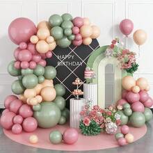 Kit de decoración de arco de globos verde y rosa, suministros de fiesta de cumpleaños con globos, kit de guirnalda de globos verde, rosa y melocotón para DIY de telón de fondo perfecto para baby shower, boda, decoraciones de fiesta de aniversario - Multicolor - Ver 10