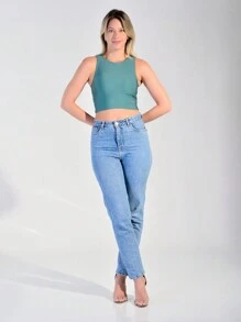 FITNESS CROPPED TOP GYM WORKOUT RUNNING SMOOTH SHINY FABRIC - 綠色 - 查看 4