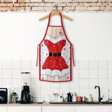 1 pieza Delantal con tema navideño - Gráfico de mujer sexy blanca, patrones de Papá Noel y alegres, tela de popelín de poliéster, delantal de cocina tejido, delantal y gorro de chef, para cocinar y hornear, accesorios de cocina y comedor - multicolor - Ver 10