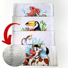 Kit With 5 Chicken Foot Printed Dish Towels With Hem - trắng - Xem 5