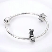 1 件复古蝴蝶夹饰银色珠子饰物适合手链项链吊坠女式珠宝制作礼物 - 銀色 - 查看 2