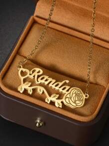 1PC Zelfgemaakte roos gepersonaliseerde roestvrijstalen naamplaatje ketting, aanpasbare naam eenvoudige dagelijkse stijl, sleutelhanger, producten inclusief geschenkdoos, Valentijnsdag cadeau, verjaardagscadeau, Moederdag cadeau, dagelijks cadeau