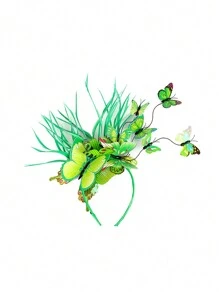 1 件蝴蝶头饰帽子羽毛头饰茶会药盒帽蝴蝶头饰（蝴蝶随机）万圣节 - 蝴蝶髮箍 - 查看 13