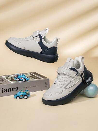 1pair Leather Upper Children Sports Shoes, Boys Girls Kids Shoes, Lightweight Casual Sneakers, Teenagers