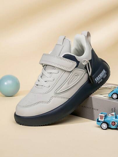 1pair Leather Upper Children Sports Shoes, Boys Girls Kids Shoes, Lightweight Casual Sneakers, Teenagers