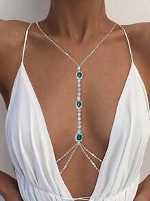 1pc Sexy Sparkling Rhinestone Body Chain Jewelry For Women, Party/Club Wear