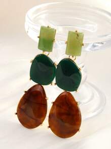 1 paire Boucles d'oreilles pendantes multicouches en résine de style géométrique à goutte d'eau de faux bijoux, style européen et américain, convient pour le port quotidien, les vacances, les fêtes et événements pour femmes