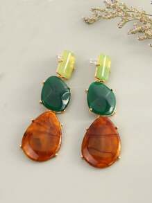 1 paire Boucles d'oreilles pendantes multicouches en résine de style géométrique à goutte d'eau de faux bijoux, style européen et américain, convient pour le port quotidien, les vacances, les fêtes et événements pour femmes