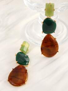 1 paire Boucles d'oreilles pendantes multicouches en résine de style géométrique à goutte d'eau de faux bijoux, style européen et américain, convient pour le port quotidien, les vacances, les fêtes et événements pour femmes