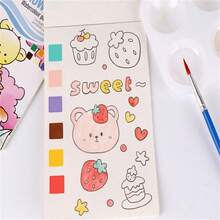 Kids Watercolor Painting Book With Paints, Sketch Pad, Coloring Book - Multicolor - View 9