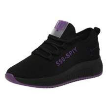 Tenis Deportivos, Antideslizantes Y Transpirables Para Mujer - negro morado - Ver 2