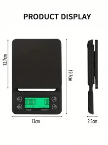 1 pieza Balanza electrónica de cocina multifunción de alta precisión color negro con temporizador, balanza de cocina de alta precisión, balanza de café manual italiana, balanza inteligente para café molido y de goteo, balanza para espresso de 3kg/0,1g con función de pelado