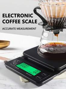 1 pieza Balanza electrónica de cocina multifunción de alta precisión color negro con temporizador, balanza de cocina de alta precisión, balanza de café manual italiana, balanza inteligente para café molido y de goteo, balanza para espresso de 3kg/0,1g con función de pelado