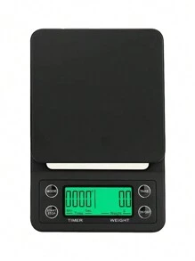 1 pieza Balanza electrónica de cocina multifunción de alta precisión color negro con temporizador, balanza de cocina de alta precisión, balanza de café manual italiana, balanza inteligente para café molido y de goteo, balanza para espresso de 3kg/0,1g con función de pelado