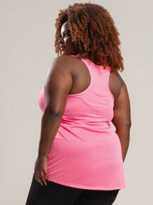 Women's Plus Size Gym Tank Top Dry T-Shirt Bodybuilding Walking - 粉色 - 查看 2