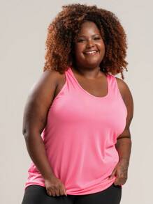 Women's Plus Size Gym Tank Top Dry T-Shirt Bodybuilding Walking - 粉色 - 查看 3