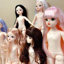 Muñeca de moda BJD de 11,81 pulgadas, muñeca bonita con maquillaje, articulaciones removibles, desnuda OB11, regalo de DIY para niña, muñeca Kawaii de dibujos animados de animación 3D con rostro de ojos verdaderos y disfraz, regalo de sorpresa de cumpleaños, Navidad, Año Nuevo