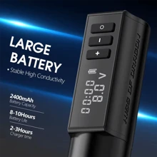 T-Rex 1 Set Professionelle Kabellose Tattoo Maschine Stift mit tragbarem Stromversorgung Bürstenloser Motor, LED-Anzeige, 40 Stücke Tattoo Nadeln, Stifthalter, Übungsleder, für Körperkunst