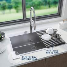 Kitchen Sink,30/33 Inch Undermount Kitchen Sink 16 Gauge Single Bowl Stainless Steel Kitchen Sink With Integrated Ledge And Accessories(Pack Of 5),30"/33"-Workstation Sink - 33 inch - 查看 8