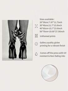 1pc Frameless Canvas Wall Art Fishing Net Stockings And High Heels Poster Painting Aesthetic Home Decoration, Gift Set For Friends Wall Art Decoration, Used For Living Room, Bedroom, Office, Bar Wall Decoration