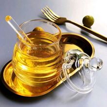Botella de miel de vidrio, botella de envasado de miel, varilla agitadora transparente, tarro de almíbar y mermelada creativo - transparente - Ver 6