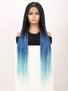 女士全双蕾丝 36 英寸三角形无结盒状编织假发 盒状编织全蕾丝前部假发 带婴儿头发 合成自然玉米辫假发 - 漸層 - 查看 13