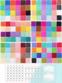 24 colores aproximadamente 9000 cuentas de vidrio opacas de 3mm, mosquetón de bucle abierto y cuerda elástica, color macaron y color Morandi, regalo de vacaciones de verano para hacer pulseras, collares y joyería DIY