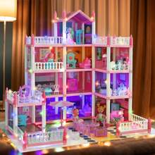 4/6/9/11/14 Room Doll House For Girls, Dream House Playset With 1 Dog, 2 Trees And 25 Furniture Accessories, Pretend Play Princess Toys House As Birthday & Christmas Gifts.