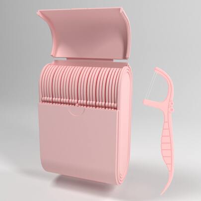 Dental Floss Box With Twin Line Flosser 52 Count,Purple,Mint Flavored, Portable Travel Case