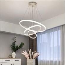 LED Ceiling Light 3 Ring Three-Color Dimming Adjustable Pendant Decorative For Home Living Room Bedroom - White - View 6