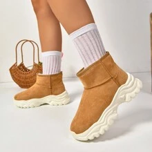 2024 New Women Fashion Outdoor Warm Lightweight Thick Fleece Waterproof Anti-Slip Mid-Calf Snow Boots Winter Shoes For Sports & Hiking, Non-Slip & Wear-Resistant - Khaki - View 3