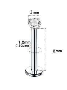 Helix Lip Nail 16g Hypoallergenic Cartilage Earrings Flat Back Labret Stud Internally Threaded Lip Rings 3mm/4mm Cubic Zirconia Earrings Piercing Jewelry For Women Men - As Shown In the Figure - View 13