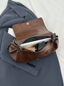 1. 高端时尚百搭复古大容量链条斜挎包，适合女性日常通勤 - 棕色 - 查看 11