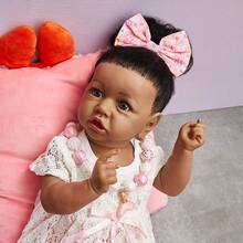 UCanaan Lifelike Reborn Baby Doll With Soft Weighted Body, African American Real Life Girl Dolls,Handmade Newborn 22Inch Baby Dolls, Best Gitfs For Girls Christmas Birthday - Màu Hồng baby - Xem 4